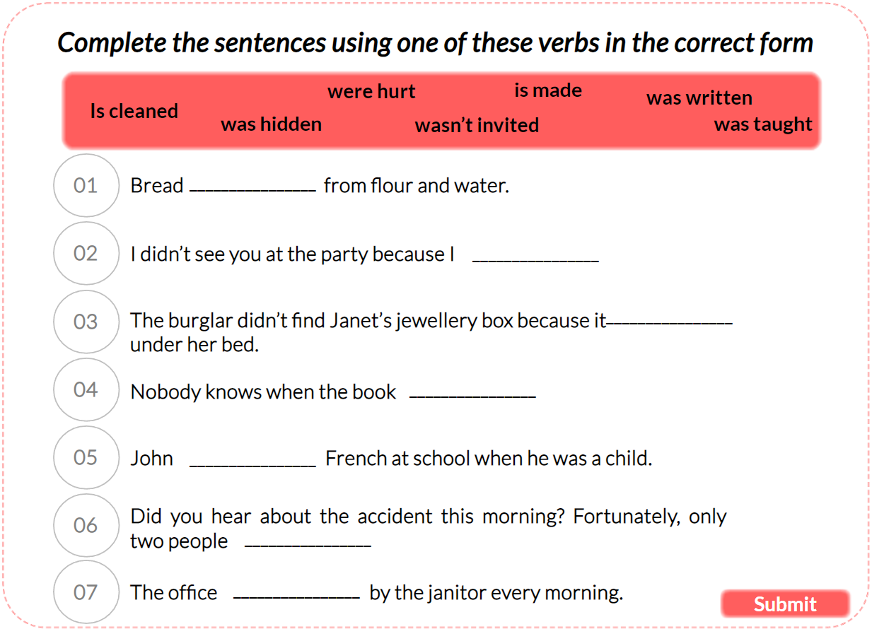 Interactive: Grammar Practice, Drag and Drop the verb into the sentence 